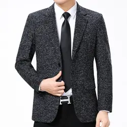 Человек Slim Fit Blazer Бизнес повседневные куртки костюмы для Для мужчин осень пиджак мужской офисный наряд Для мужчин простая куртка костюм