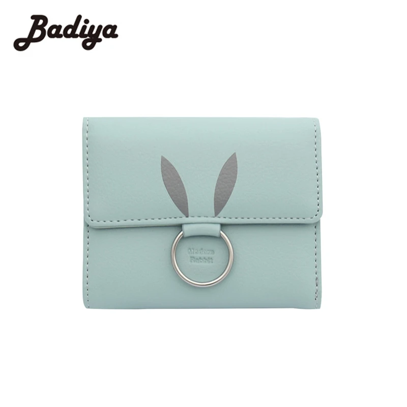 New Short Cute Wallet for Women Rabbit Purses Ring Charms Hasp Zipper