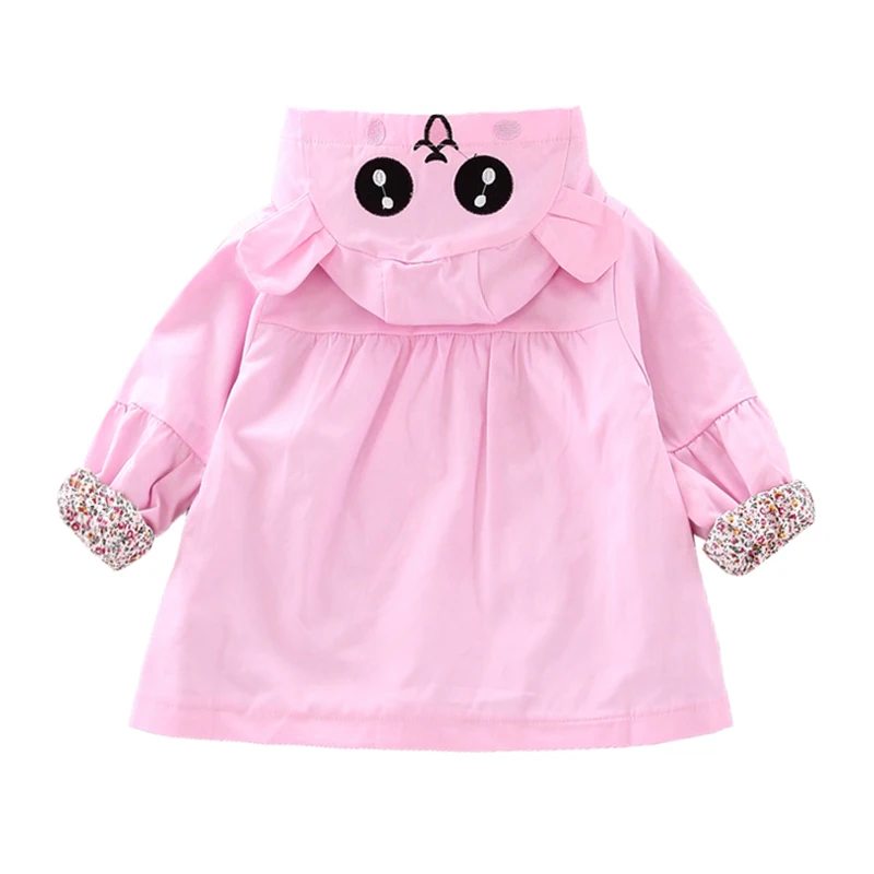 Spring Autumn Girls Windbreaker Coat Baby Kids Solid color cartoon rabbit Hoodie Zipper Outwear Kids Coats Jacket Clothing