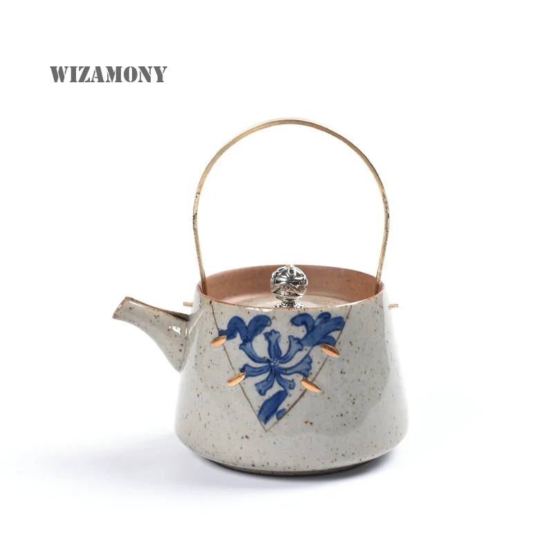 WIZAMONY японский старинный чайный сервиз глазурь селадон Zisha Ceramics сине белый