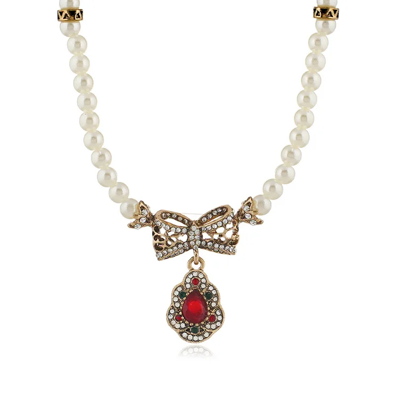 Турецкие ювелирные изделия, винтажное золотое ожерелье и серьги, наборы свадебных ювелирных изделий для невесты, жемчужные Ювелирные наборы для женщин