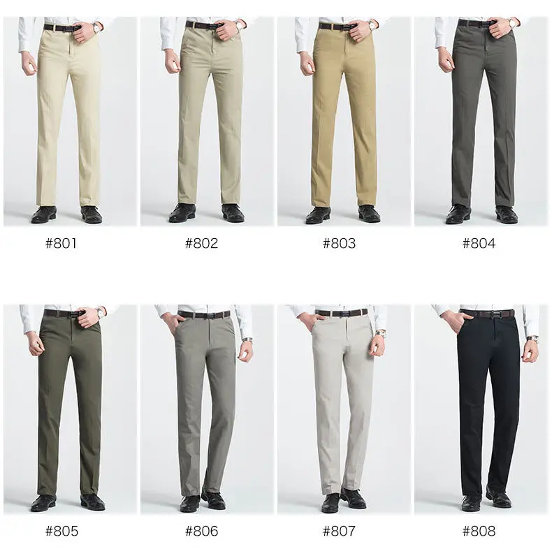 2018 Casual Straight Pants Men Cotton Cargo Men Pants Spring Summer Autumn Male Work Trousers High Waist Full Length Solid Color-01