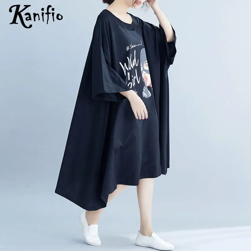 

Kanifio Oversized Women Clothing Plus Size Printed Casual Loose Shirt Dress Lady Summer Plus Dresses Female Tunic Vestidios 10XL