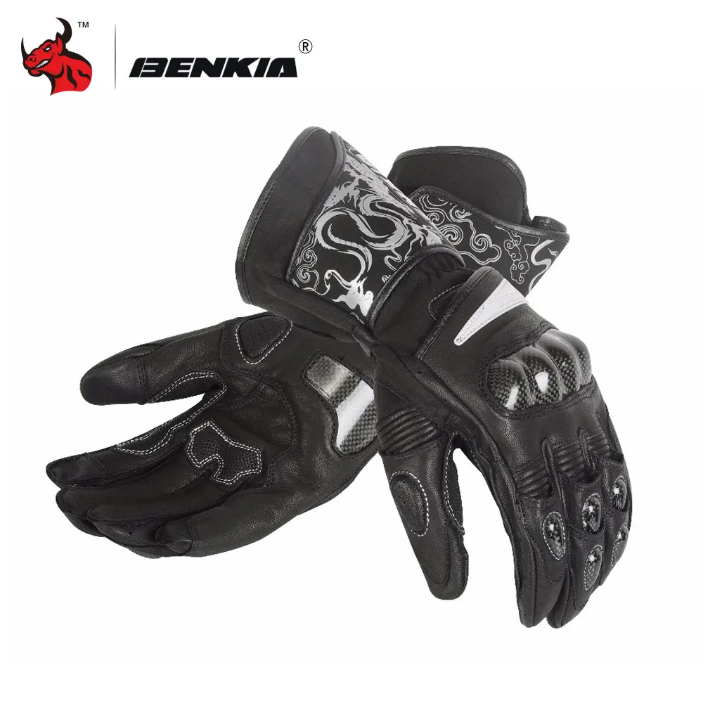 BENKIA Motorcycle Gloves Carbon Fibre Leather Motocross Glove Full