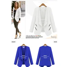 Long Personality Zipper Pocket White Blazer Women  Sexy Single Button Slim Elegant Office Jacket Blazers Autumn Blazer Mujer