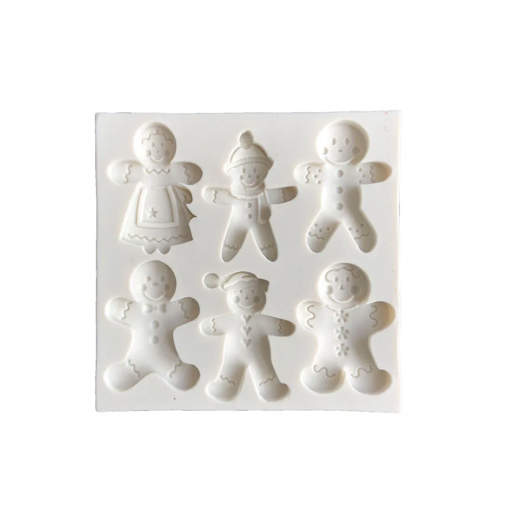 Skllape Christmas Silicone Chocolate Molds Xmas Tree Santa Claus Snowman Gingerbread Man Cookies Mould Cake Candy Baking Tray Mold 