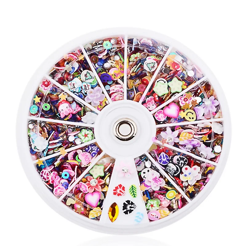 

1 Wheel Soft Clay Mix Colors 3D Decorations For DIY Nail Art Mixes Fruit Cute Flower Smile Heart Star 3D Nail Art Decoration LAT