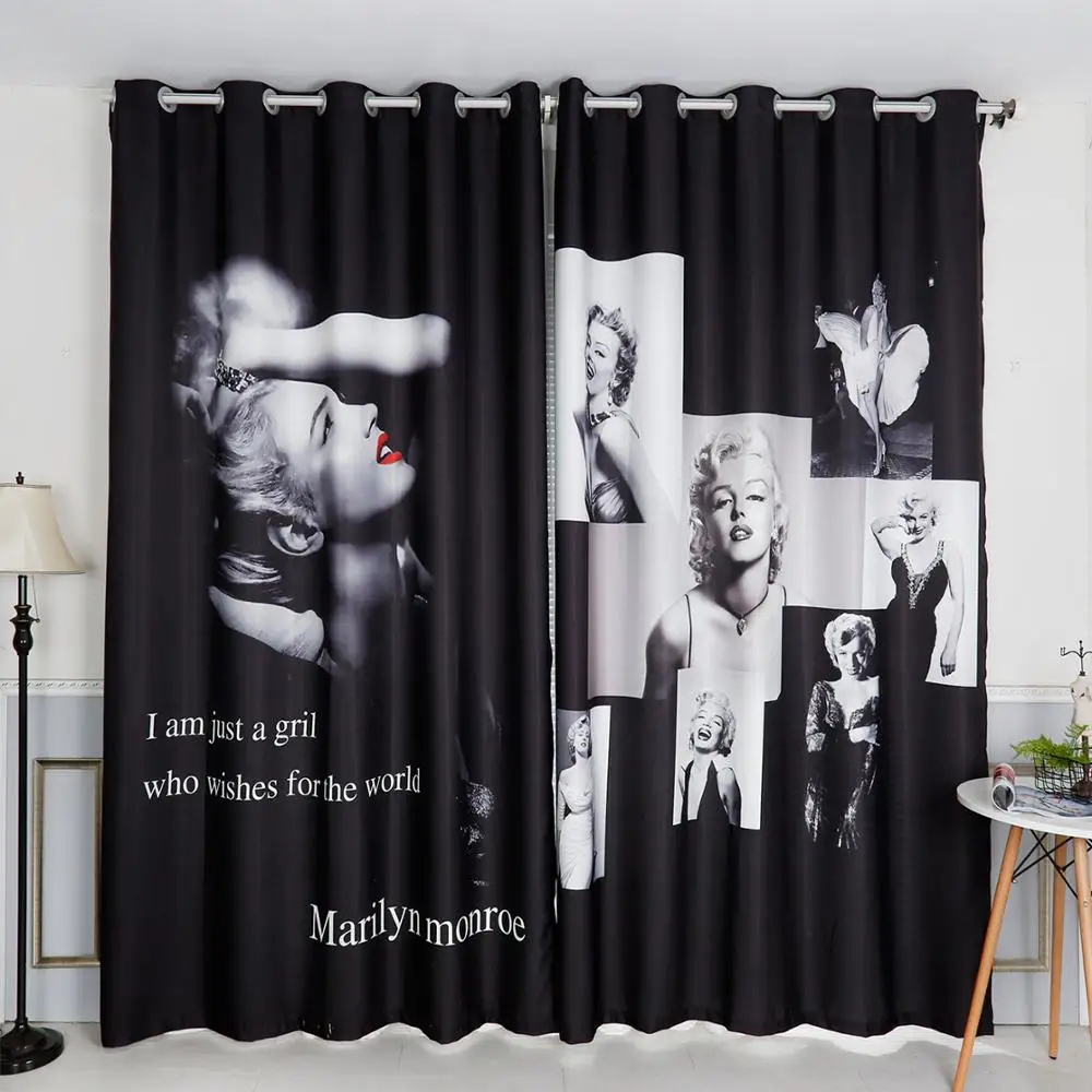 Europe Style 3d Blackout Curtains Marilyn Monroe Star Wedding