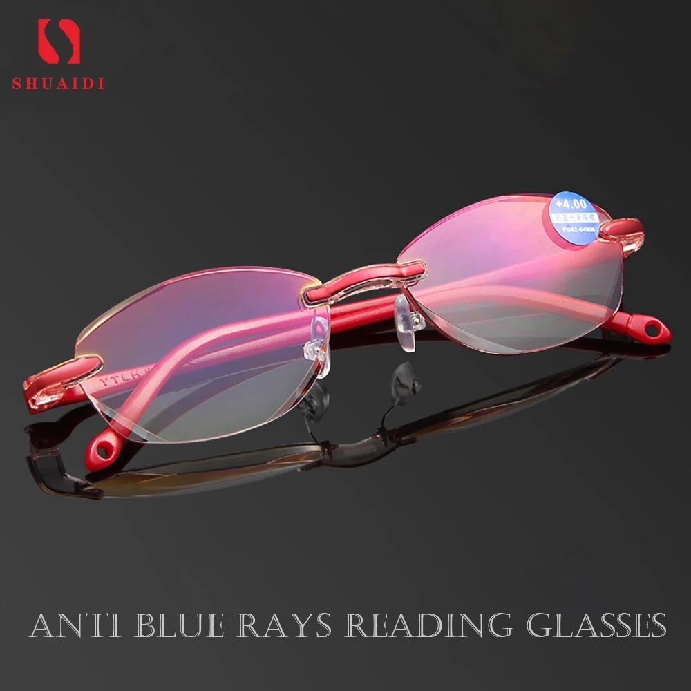 

2018 Anti Blue Rays Framless Reading Glasses for Women Anti Radiation Glasses with Diopter Eyeglasses for Sight Reader