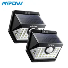 2 упак./лот MPOW 30 светодиодный Солнечный сад движения Сенсор Напольная Лампа Водонепроницаемый 3 режима освещения 270 широкоугольный Luces Solares