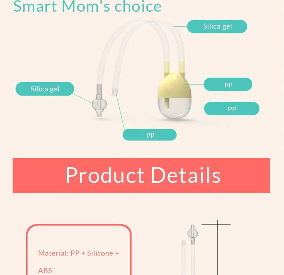 Для новорожденных надежный нос Очиститель Силикона Детские носовые пылесос всасывания носовой слизи отсасыватель для носа детей Здоровый Уход Инструмент