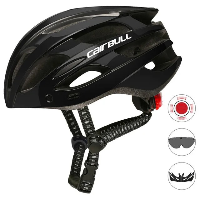 226 г 3 объектива велосипедный шлем Магнитные очки MTB дорожный велосипедный шлем с задним светом горный козырек велосипедный шлем BMX - Цвет: Black
