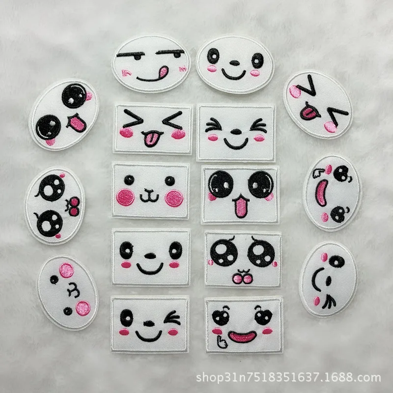

PGY Mixed Lovely Emoji Iron on Embroidery Patches For Clothing Jeans Jacket Kids Patches Stripes Stickers For Clothes Decoration