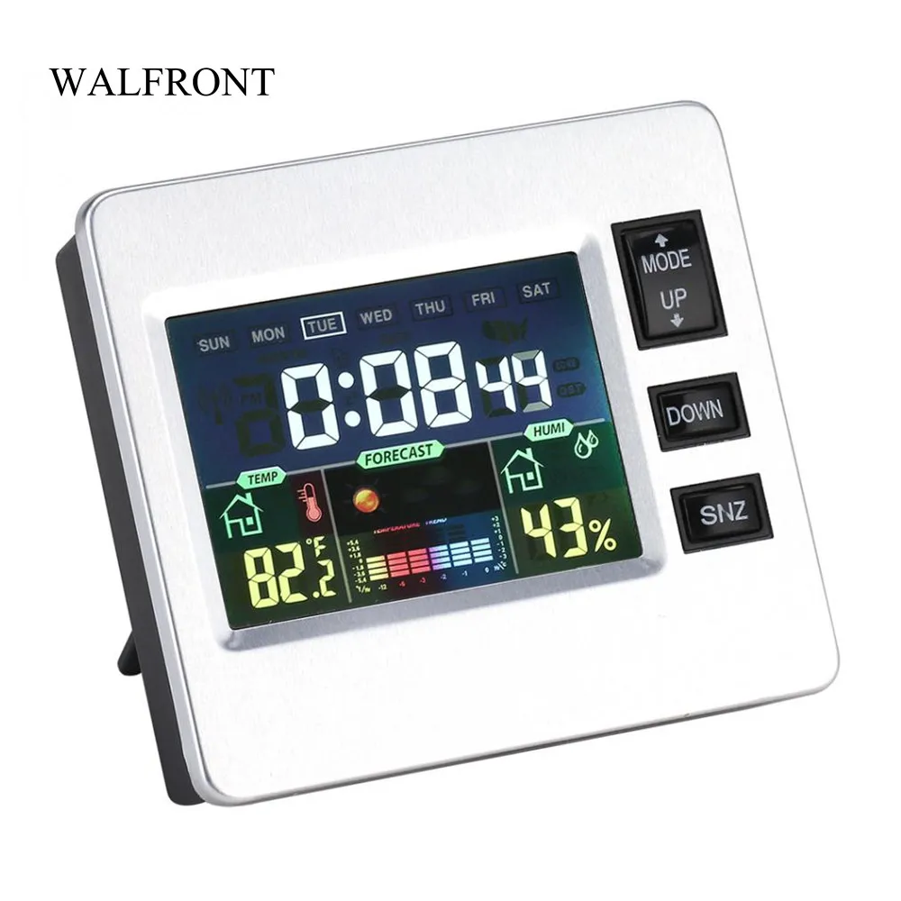 

WALFRONT LCD Digital Weather Display Alarm Clock Backlight Humidity Thermometer Hygrometer Temperature Electric Home Desk Clock