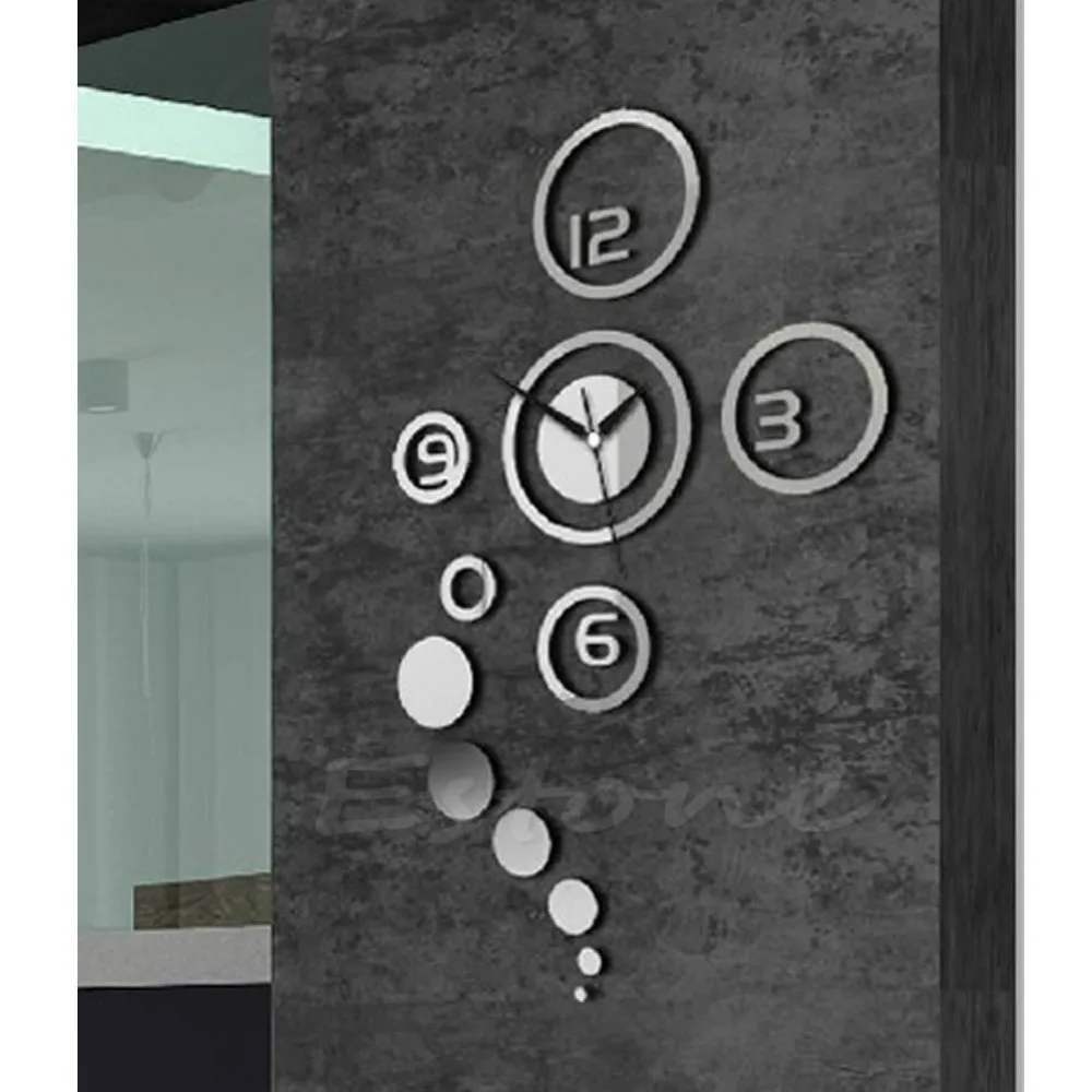 

Mirror Fashion DIY Acrylic 3D Wall Clock Removable Decal Vinyl Art Sticker Living Room Home Decor
