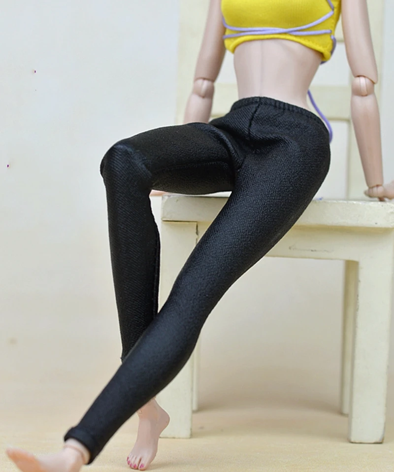 

High Quality Handmade Black Elastic Leather Bottoms Pants Trousers For Barbie Doll Clothes Fashion Outfit For 1/6 Dolls