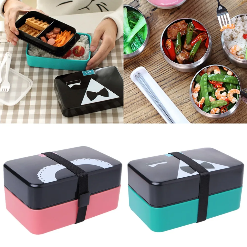 Buy 1Set Eco friendly 2 Layer Portable Cute Mini Bento