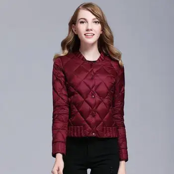 

2019 Winter New Frivolous Down Jackets Females Rhombic Lattice Korean Edition Baseball Uniform Jackets Womens Slim Short Coats