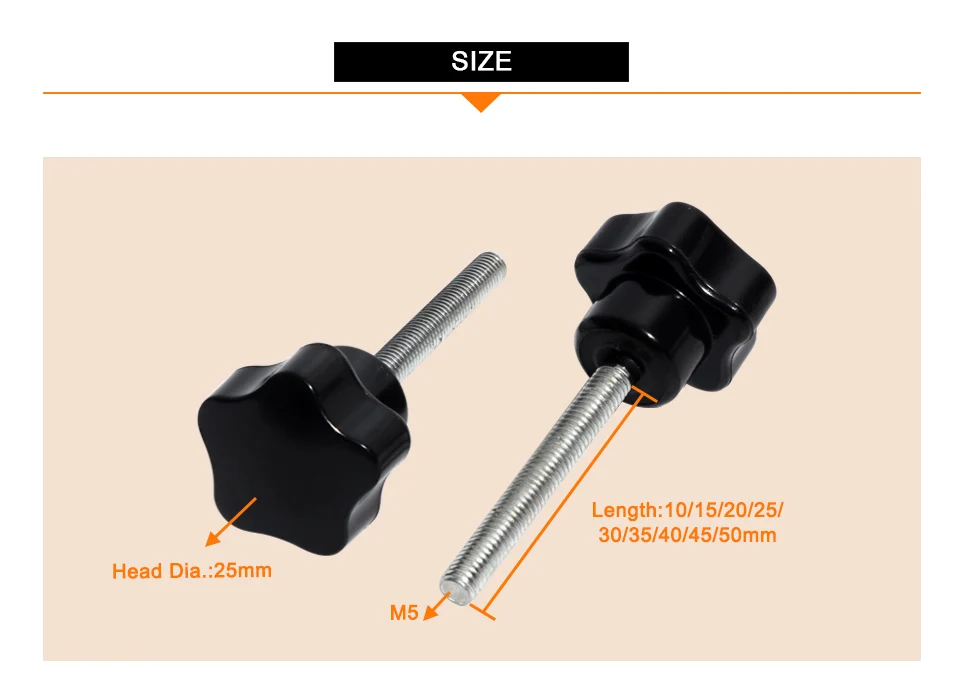 2 шт. звезда зажим для ручек M5x25 бакелит Мужская резьба затянуть большой палец гайки ручка черный палец гайка фиксатор поворотной кнопки