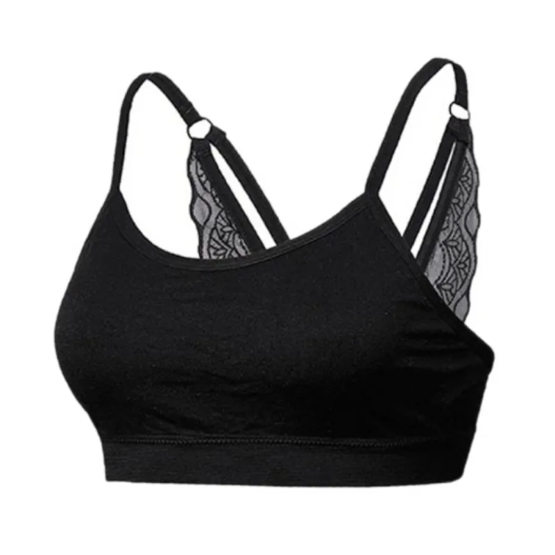 

Strap Lace Bra Sexy Women Casual Crop Top White Black Bralette Padded Bra Stretch Sleeping Brassiere Backless Wireless Bra