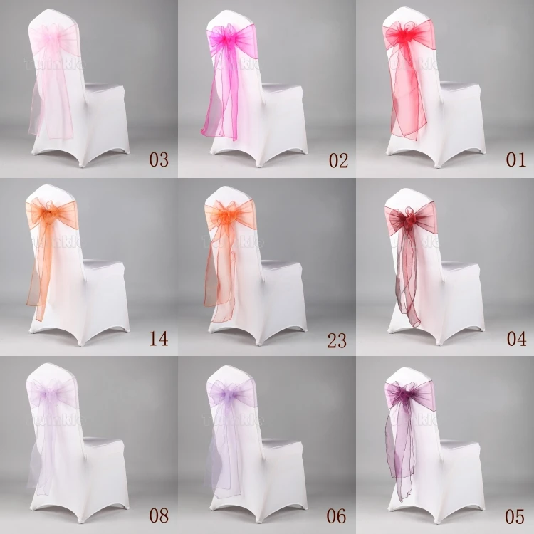 

New colors Chair Cover Sashes Organza Material Wedding Sash Wedding Party Wedding Decorations Bow