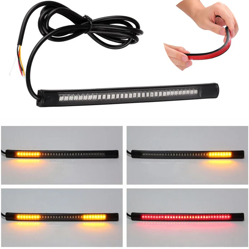 

1 Pcs Flexible 48 LED Motorcycle Light Strip Tail Brake Stop Turn Signal License Plate Light XR657