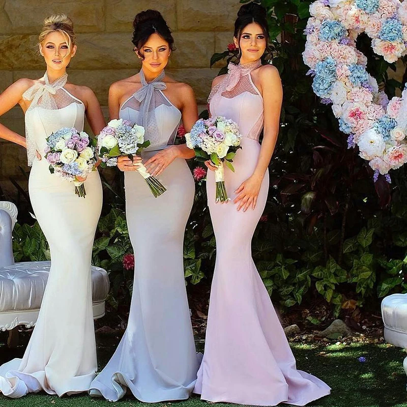 2019 Long Mermaid Bridesmaid Dresses Wedding Guest Prom