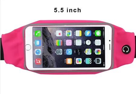 4," 5,5" спортивная сумка на поясном ремне Водонепроницаемый бег Фитнес беговое полотно чехол Чехол для мобильного телефона для iPhone 5/5S/6/6 S plus samsung - Цвет: Rose Red