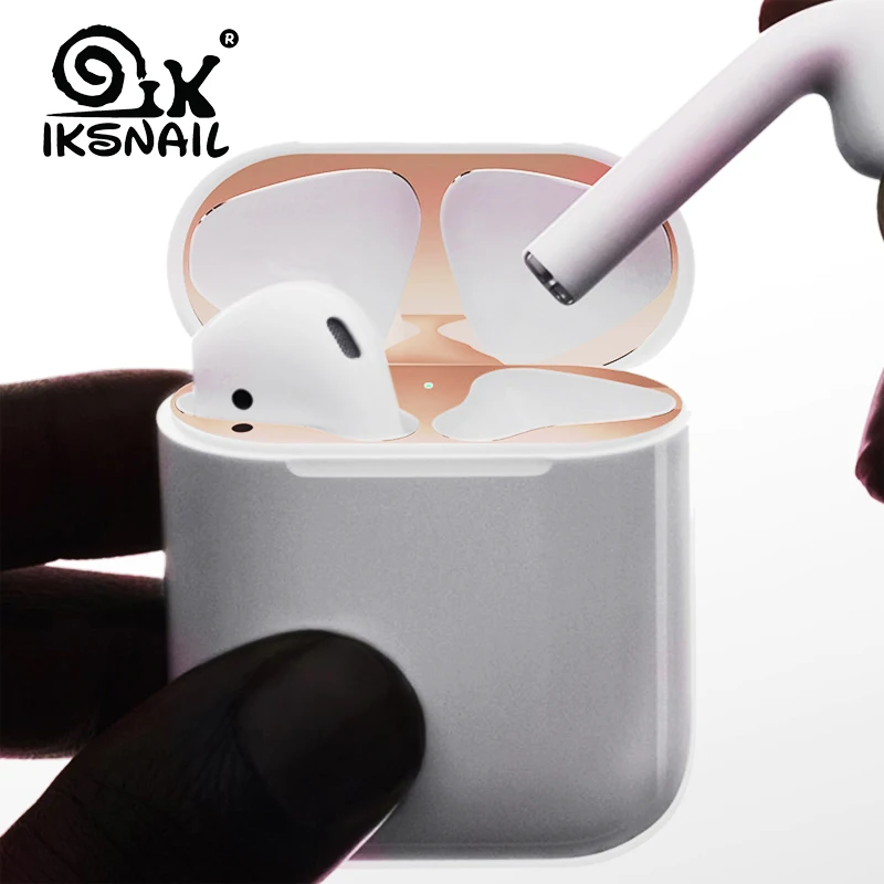 IKSNAIL металлический пылезащитный чехол для Apple AirPods аксессуар защитная наклейка