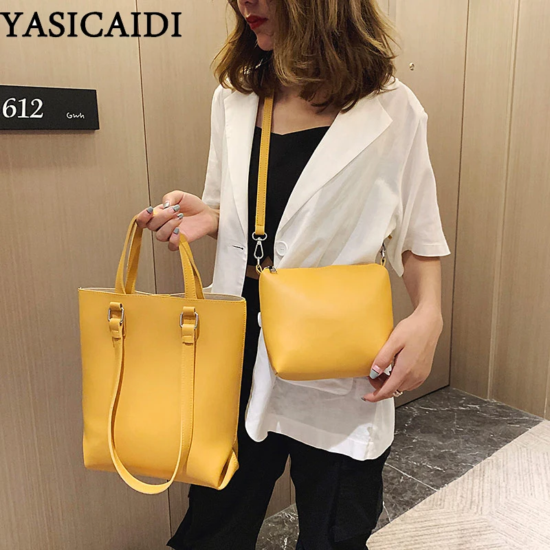 

YASICAIDI 2019 PU Women Composite Bag Leather Crossbody Shoulder Bag Casual Tote Lady Hand Bagscarteras mujer de hombro y bolsos