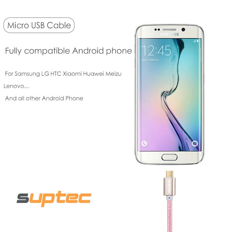 SUPTEC micro USB 3A Быстрый зарядный кабель для передачи данных Samsung Galaxy S7 S6 Xiaomi Huawei Android