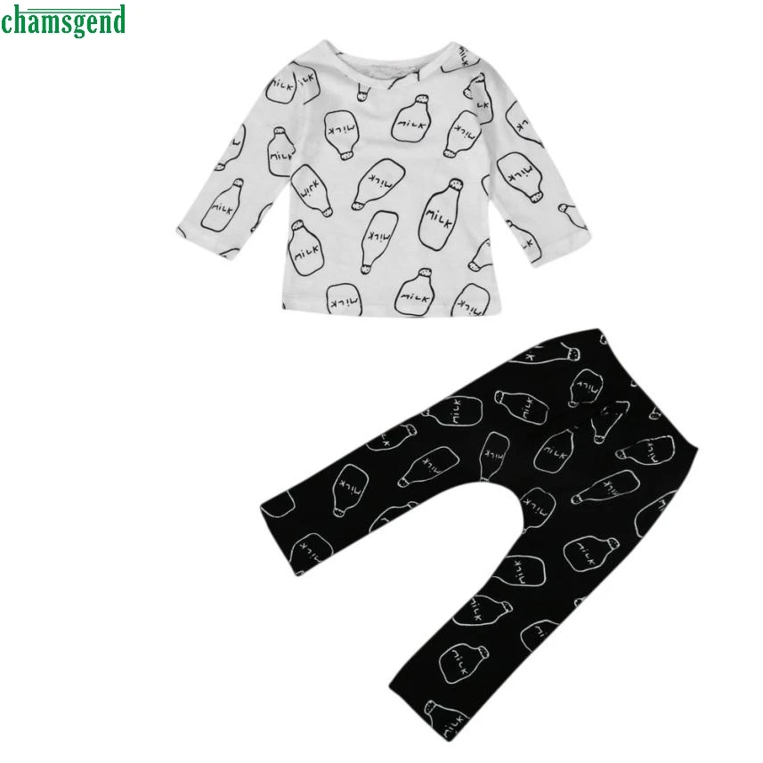 CHAMSGEND Новый челнока для малышей для маленьких мальчиков для девочек одежда с принтом Футболка Длинные брюки комплект Q40 SEP21