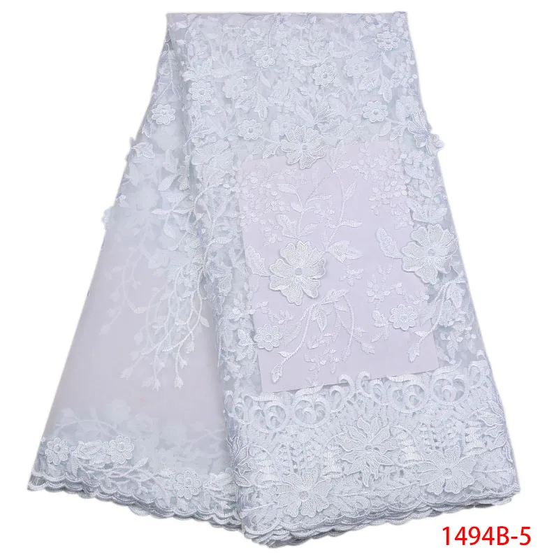 

White Color Nigerian French Tulle Lace Fabrics 2019 African Tulle Lace Fabric African Lace Wedding Fabric For Dress APW1494B-2
