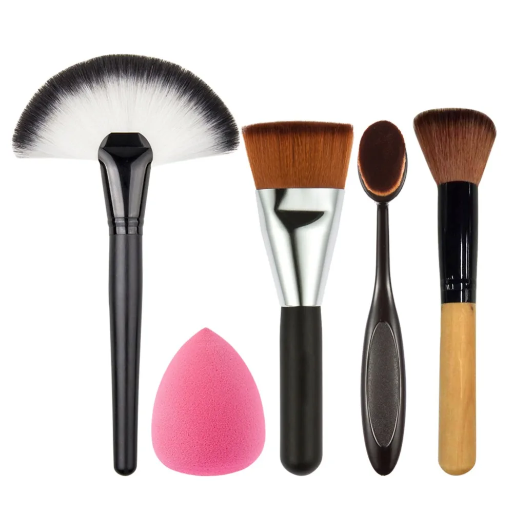 

Beginne New Promotion !!! Two Makeup Brush+Powder Blush Foundation Brush+Sponge Puff + contour brush set de brochas maquillaje
