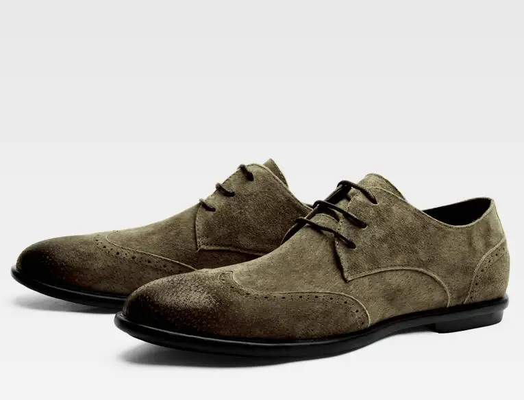 Pic dunkles Geschnitzt As Männer Wildleder Pic Echtes Vintage Casual Brogues Mix Farbe as Soft Atmungsaktive Kleid Wohnungen Schuhe Smart Brogue Kakifarbiges Leder RBnqHwF