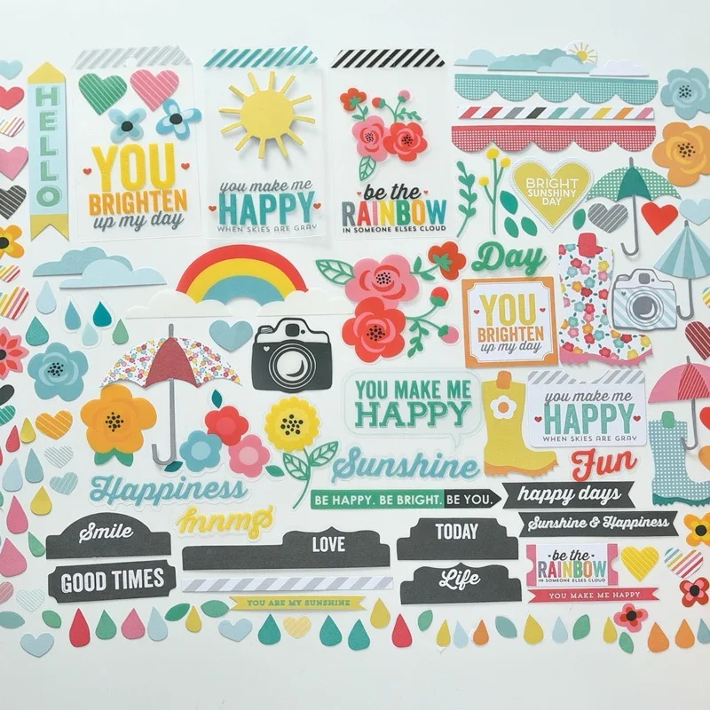 

KSCRAFT 120pcs You Make Me Happy Transparent PVC diecuts for DIY scrapbooking/photo album Decoration Crafts