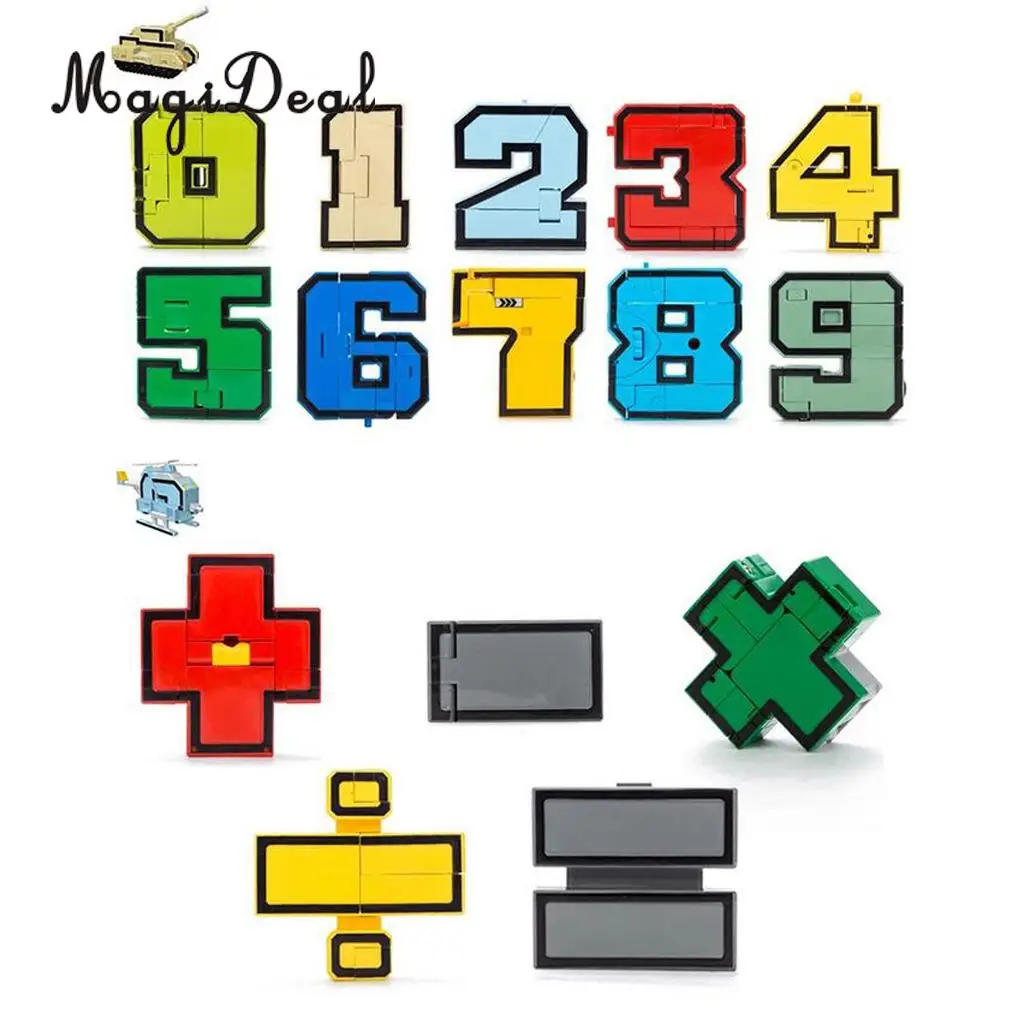 MagiDeal 1Set Numbers Armour Team Transform Robot Toy for Kid Role Play Display Toy Math Teaching Prop Boys Great Gift Present