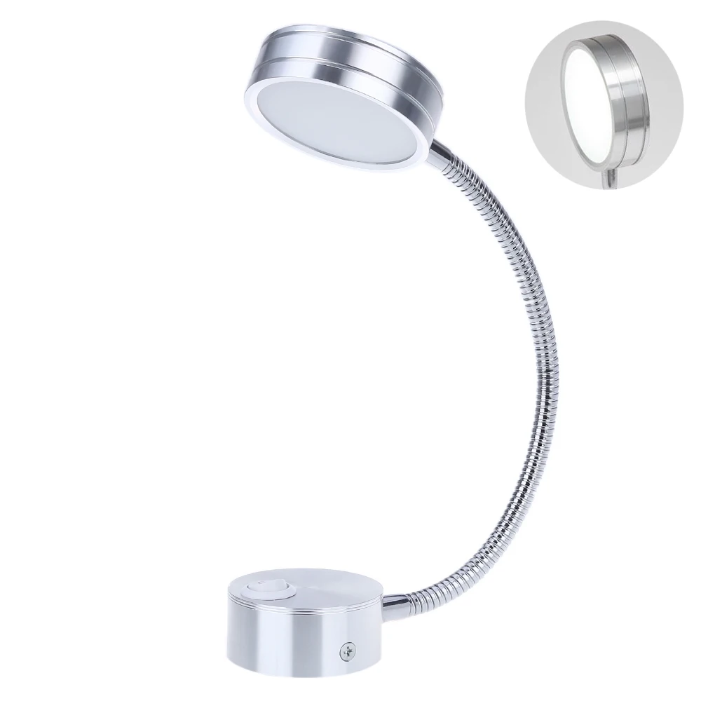 LED Silver Bedroom Bedside Lamp Reading Wall Lamps With Knob Switch 5W 90 260V Wall Light ...
