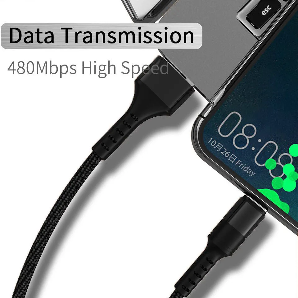 Usb type C кабель для быстрой зарядки 5A/3A Quick Charge 3,0 для samsung Galaxy S10 A70 Note10 Plus Xiaomi Mi 9T Pro A3