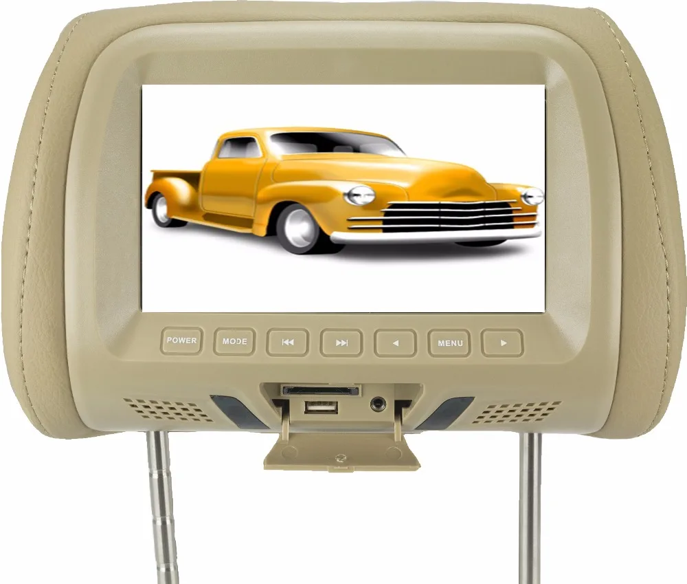 7 inch Car Headrest Monitor TFT LED Screen Pillow Monitor with AV USB