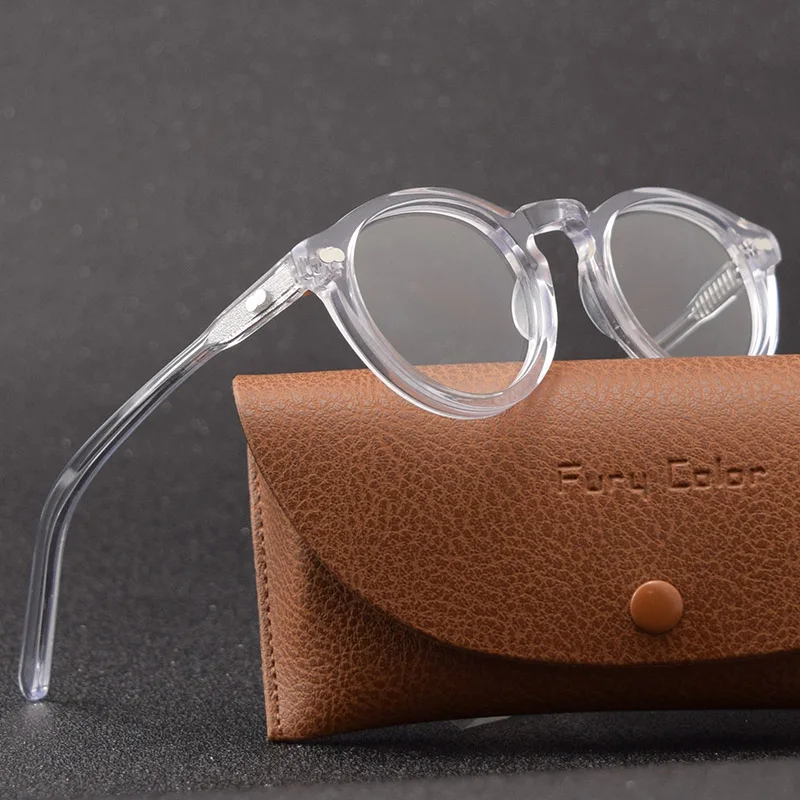 Smalj Round Handmade Acetate Frame Women eyeglasses Men Goggles Optical Spectacle Demi Myopia Optical Spectacle Myopia|Women