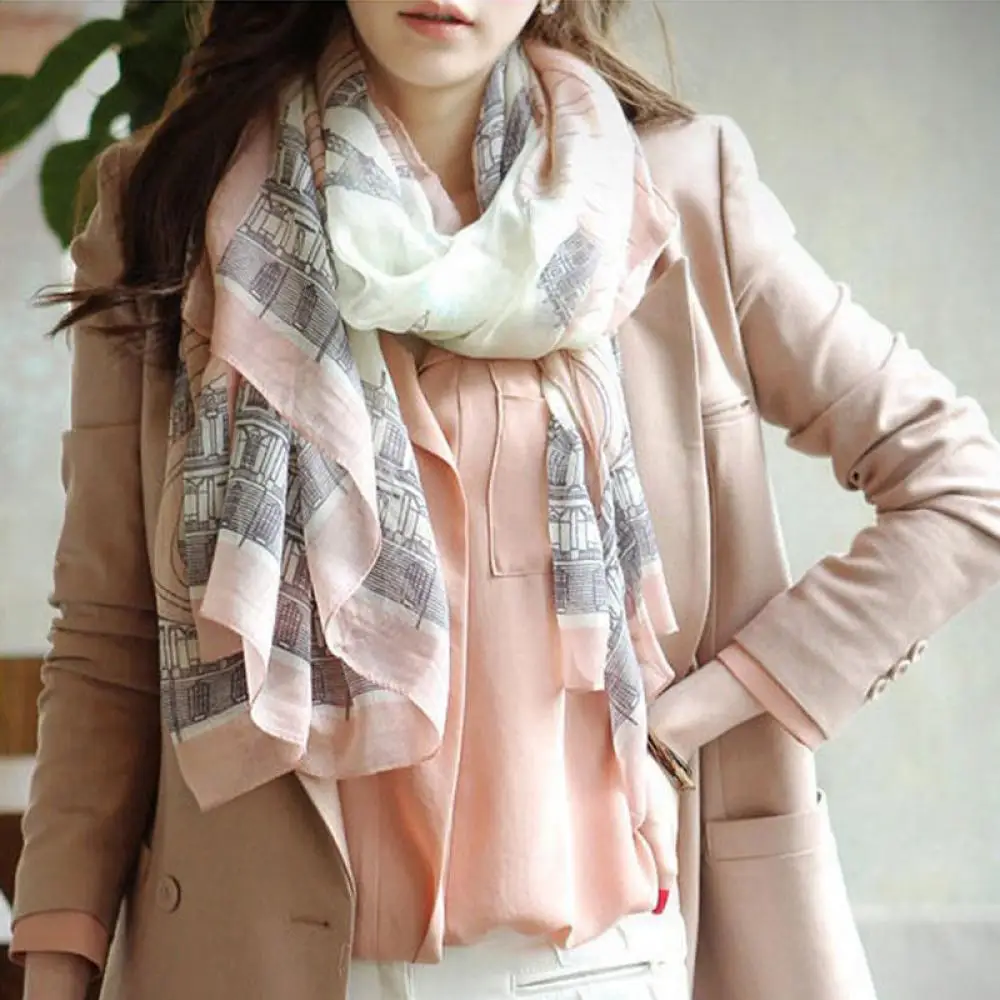 

High Quality Elegant Fashion Women Long Print Cotton Polyester Scarf Wrap Ladies Shawl Large Scarves Size 170*80cm for Spring