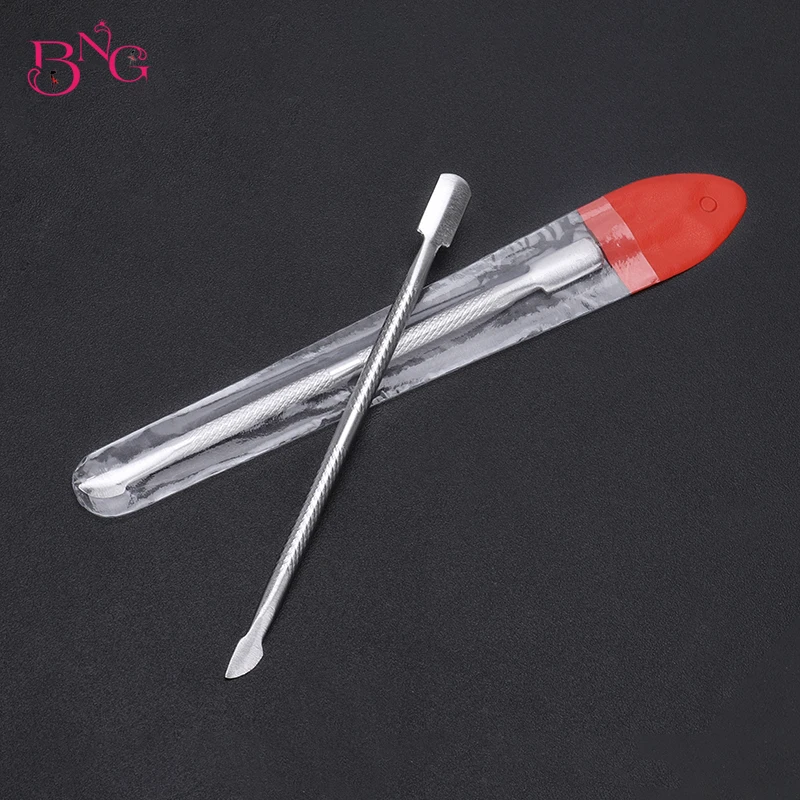 

BNG 1pcs Silver Cuticle Remover Dual-ended Push Nail Cuticle Pusher Manicure Nail Care Tool Stainless Steel nagelriem pusher