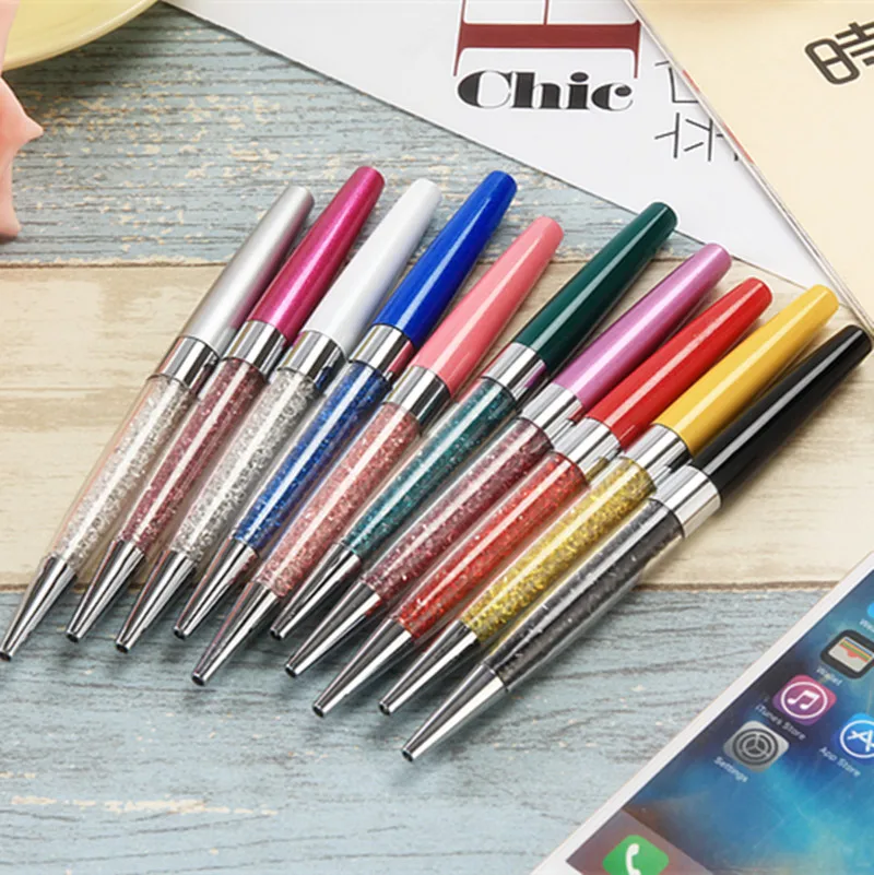 GENKKY шариковая ручка Креативные ручки с кристаллами для школы, офиса, алмазные Канцтовары, шариковая ручка, 10 цветов, масляная заправка, 0,7 мм, черный, синий