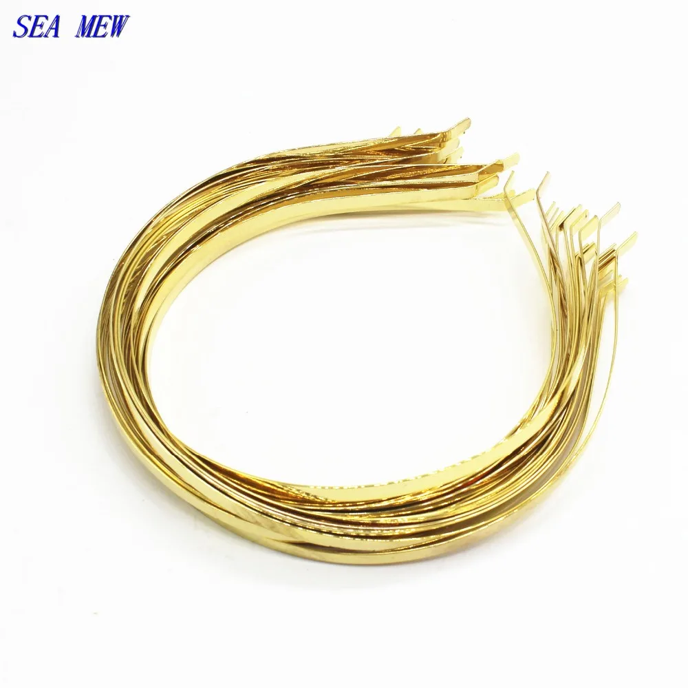 

SEA MEW Metal Steel Headband Gold Color 4.5mm-5mm Hair Band Hairwear Base Setting DIY Head Jewelry Bijoux De Tete For Women