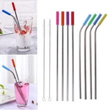 8 шт нержавеющей стали металла питьевой соломы Многоразовые с 2 чистящей щеткой набор инструментов