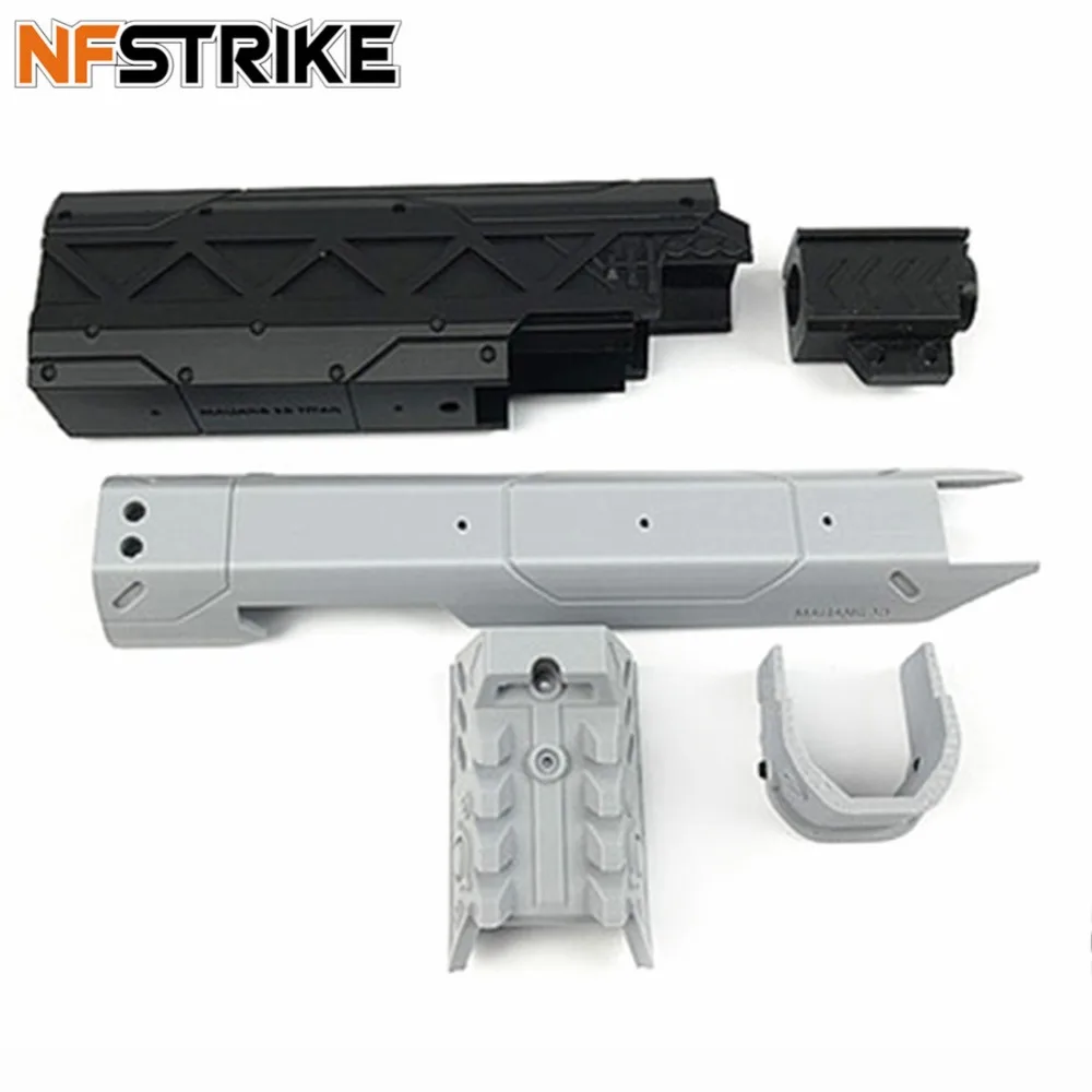 NFSTRIKE 3D печать 200 мм MOD1 Appearence наборы для точной установки для Nerf Zombie Strike SlingFire Blaster parts Set-черный + серый