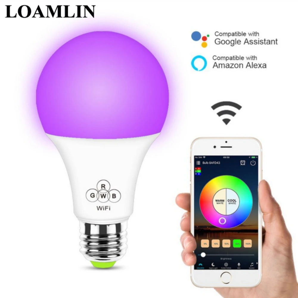 

Magic Home WIFI 6.5W RGBW Led Bulb,CW WW(CCT) Smart Led Lamp Works With Amazon Alexa Google Home AC100-264V