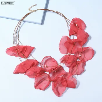 

ELEGANCE11 Handmade Flower Choker Necklace for Women Rope Chain Multilayer Choker Kpop Necklace for Party Christmas Jewelry Gift