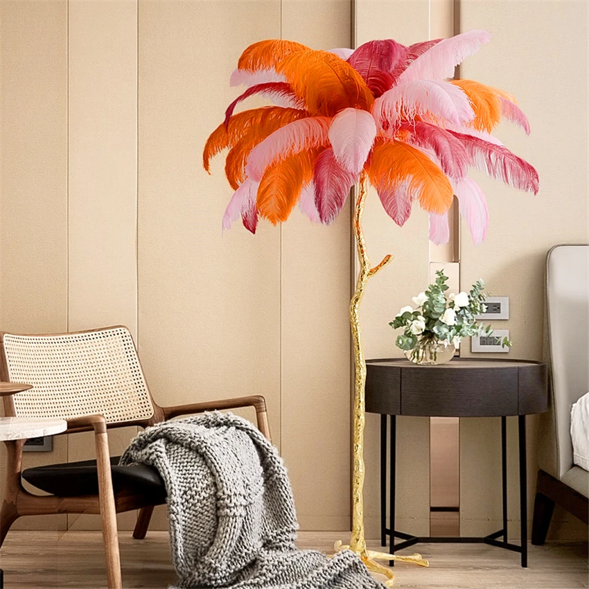 

Modern Ostrich Feather Living Room LED Floor Lamps Living Room Bedroom Nordic Interior Lighting Decor Floor Light Standing Lamp